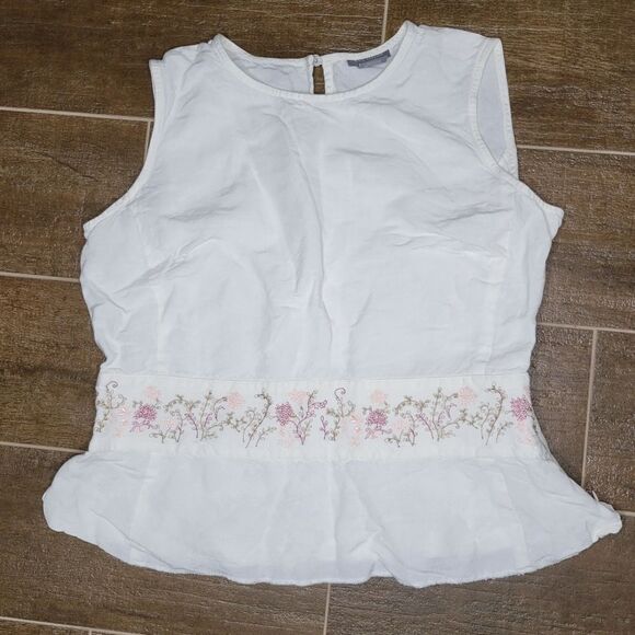 Ann Taylor ivory Linen Blend Embroidered top. - Picture 2 of 10